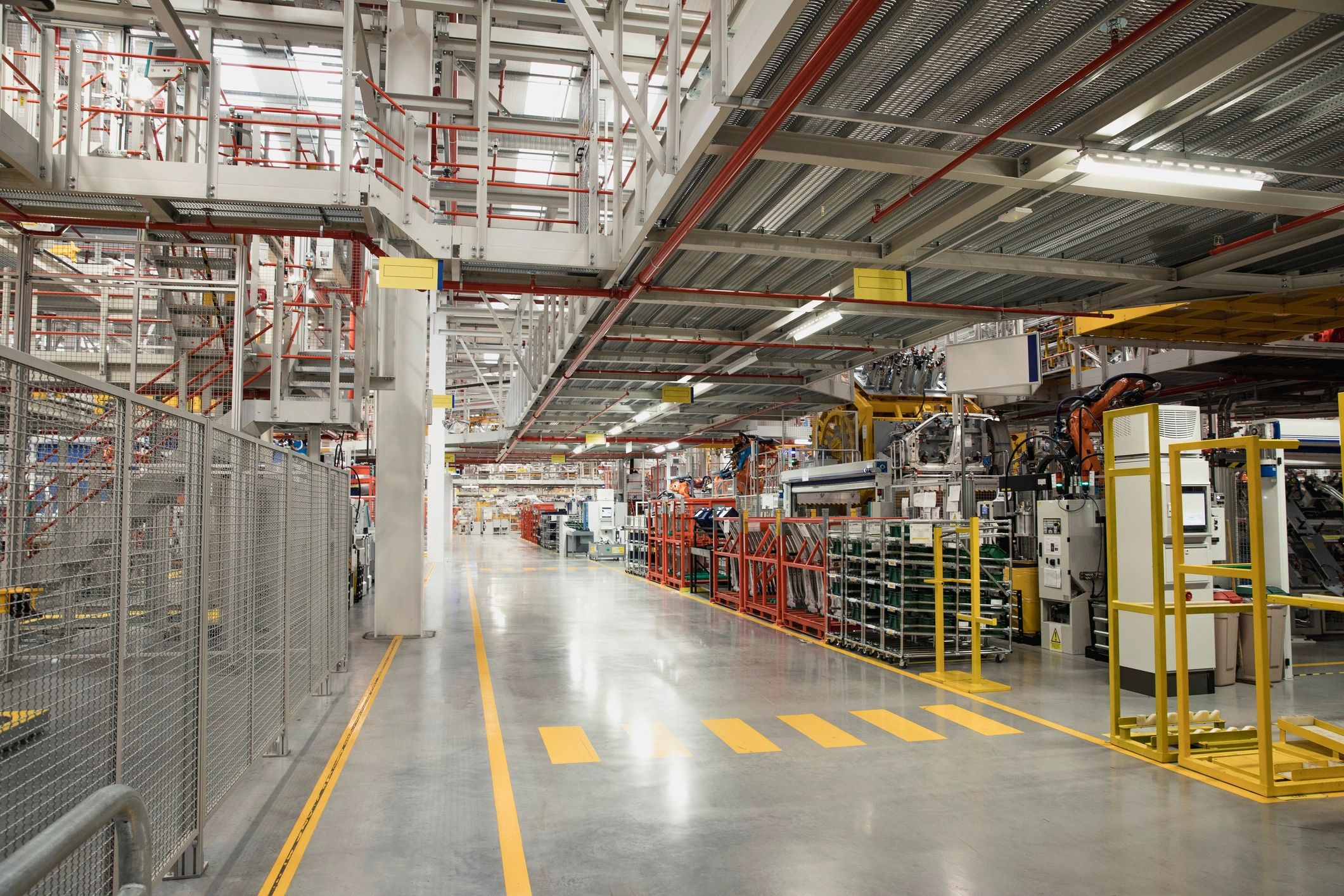 Industrial factory interior with production floor